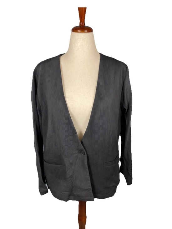 Eileen Fisher Jackets & Blazers - Eileen Fisher V-Neck Organic Cotton Ottoman Jacket Black Size XL Lagenlook